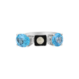 Natural Blue Topaz With Diamond 925 Sterling Silver Gold Plated Ring