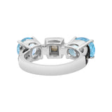 Natural Blue Topaz With Diamond 925 Sterling Silver Gold Plated Ring