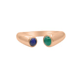 Natural Lapis and Green Onyx 925 Sterling Silver Adjustable Gold Plated Ring