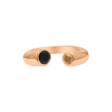 Natural Citrine and Black Onyx 925 Sterling Silver Adjustable Gold Plated Ring