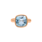 Natural Blue Topaz 925 Sterling Silver Gold Plated Ring