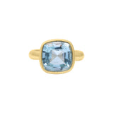 Natural Blue Topaz 925 Sterling Silver Gold Plated Ring