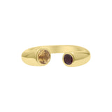 Natural Citrine and Ruby 925 Sterling Silver Adjustable Designer Ring