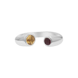 Natural Citrine and Ruby 925 Sterling Silver Adjustable Designer Ring