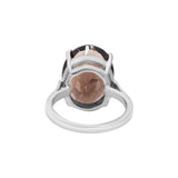 925 Oval Cut Smokey Quartz Silver Gold Plated Ring