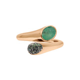 Solid 925 Silver Emerald With Green Diamond Silver Gold Plated Ring