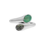 Solid 925 Silver Emerald With Green Diamond Silver Gold Plated Ring