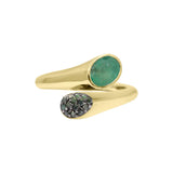 Solid 925 Silver Emerald With Green Diamond Silver Gold Plated Ring