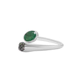 Solid 925 Silver Emerald With Green Diamond Silver Gold Plated Ring