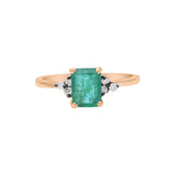 925 Silver Emerald With Diamond Silver Gold Plated Ring