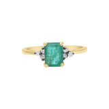 925 Silver Emerald With Diamond Silver Gold Plated Ring