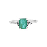 925 Silver Emerald With Diamond Silver Gold Plated Ring