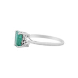 925 Silver Emerald With Diamond Silver Gold Plated Ring