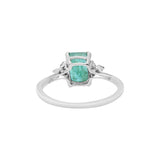 925 Silver Emerald With Diamond Silver Gold Plated Ring