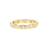 925 Sterling Silver Cubic Zircon Gold Plated Silver Band Ring
