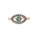 Evil Eye Round Emerald and Diamond Gold Plated 925 Silver Ring