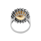 Natural Citrine Gemstone and Black Diamond 925 Silver Ring