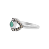 Evil Eye Round Emerald and Diamond Gold Plated 925 Silver Ring