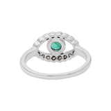 Evil Eye Round Emerald and Diamond Gold Plated 925 Silver Ring