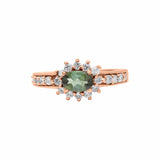 Green Tourmaline and Cubic Zircon Gold Plated 925 Silver Ring