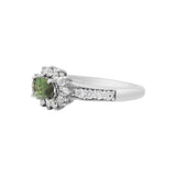 Green Tourmaline and Cubic Zircon Gold Plated 925 Silver Ring