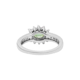Green Tourmaline and Cubic Zircon Gold Plated 925 Silver Ring