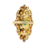 Natural Emerald Gemstone and Polki Diamond 925 Silver Gold Plated Ring