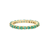 Natural Emerald Gold Plated 925 Silver Band Ring