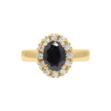 Natural Black Onyx and Cubic Zircon Gold Plated 925 Silver Ring