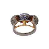 Natural Kyanite Gemstone and Diamond 925 Silver Black Rhodium Ring