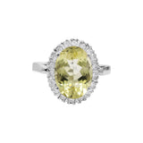 Natural Lemon Quartz and Cubic Zircon Gold Plated 925 Silver Ring