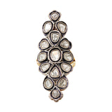 Natural Polki Diamond 925 Sterling Silver Gold Plated Ring