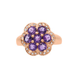 Natural Amethyst and Cubic Zircon Designer 925 Silver Ring