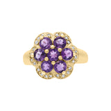 Natural Amethyst and Cubic Zircon Designer 925 Silver Ring