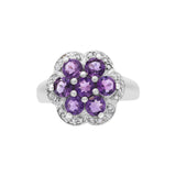 Natural Amethyst and Cubic Zircon Designer 925 Silver Ring