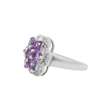 Natural Amethyst and Cubic Zircon Designer 925 Silver Ring