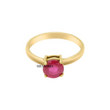 Round Shaped Natural Ruby Gemstone 9k Yellow Gold Ring