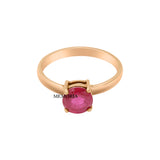 Round Shaped Natural Ruby Gemstone 9k Yellow Gold Ring