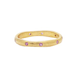 Natural Pink Sapphire Gold Plated Designer 925 Silver Band Ring