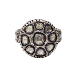 Vintage 925 Sterling Silver Polki Diamond Gold Plated Luxurious Ring