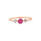 Round Ruby and Diamond Gold Plated Designer 925 Silver Ring