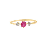 Round Ruby and Diamond Gold Plated Designer 925 Silver Ring