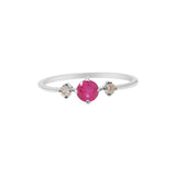 Round Ruby and Diamond Gold Plated Designer 925 Silver Ring