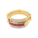 Natural Ruby Gemstone With Diamond 14k Yellow Gold ring