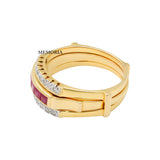 Natural Ruby Gemstone With Diamond 14k Yellow Gold ring