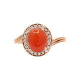 Natural Carnelian and Cubic Zircon Gold Plated 925 Silver Ring