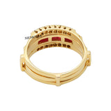 Natural Ruby Gemstone With Diamond 14k Yellow Gold ring