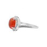 Natural Carnelian and Cubic Zircon Gold Plated 925 Silver Ring