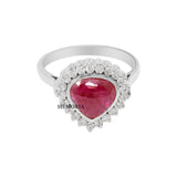 Designer Diamond and Natural Ruby Pear Cut Gemstone 18k Yellow Gold ring