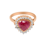 Designer Diamond and Natural Ruby Pear Cut Gemstone 18k Yellow Gold ring